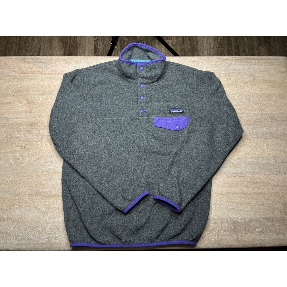 Patagonia Lightweight Synchilla Snap-T Fleece Pullover Gray Purple Women's XS
